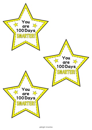 100 DAYS OF SCHOOL STAR GIFT CARDS/TAGS, 100 DAYS SMARTER, COLOURED - image 7 of 8