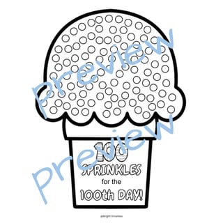100th Day of School Math Activity/ 100 Sprinkles for a Cupcake & Ice Cream - image 2 of 6
