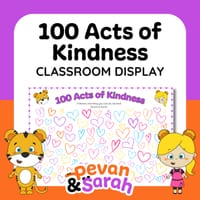 100 Acts of Kindness | Classroom SEL Display | Whole Class Kindness Challenge