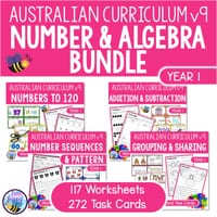 Australian Curriculum v9 Year 1 Maths Number and Algebra Bundle