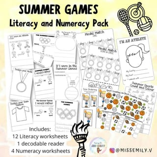 Summer Games Theme Pack Literacy and Numeracy - image 1 of 1