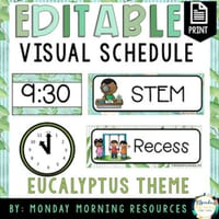 Classroom Daily Schedule Cards & Clocks Editable Decor - Australian Eucalyptus - Foundation - Year 6
