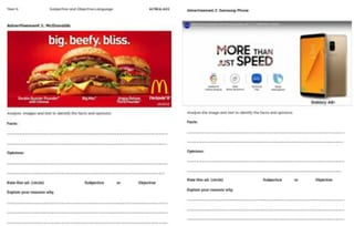 Year 6 | Objective & Subjective Language in Advertising - image 1 of 1
