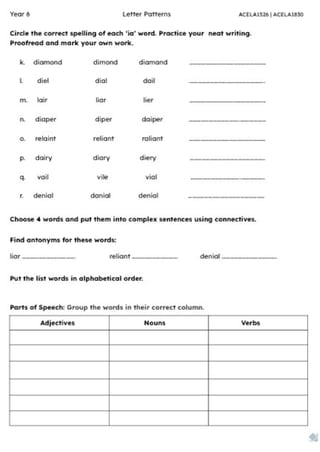 Year 6 Letter Patterns | ´et´ as in /ay/  & 'ia' as in diamond - image 4 of 4