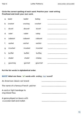 Year 6 Letter Patterns | ´et´ as in /ay/  & 'ia' as in diamond - image 2 of 4
