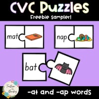 CVC Word Puzzles - Freebie Sampler: -at and -ap words