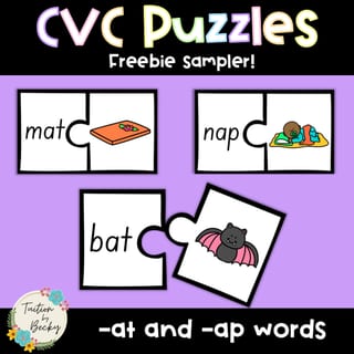 CVC Word Puzzles - Freebie Sampler: -at and -ap words - image 1 of 1
