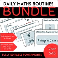 Daily Maths Routines BUNDLE - shape - whole number - fractions decimals percentages