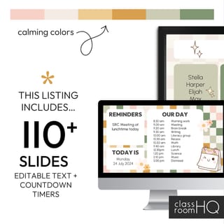 Daily Slides with Timers Editable PowerPoint plus Google Slides HAZY DAISY Decor - image 3 of 5