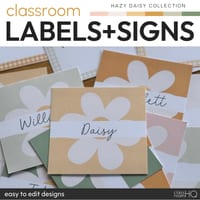 Calm Retro Theme Editable Labels, Signs and Posters HAZY DAISY Classroom Decor - thumbnail 1 of 5
