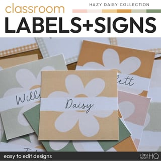 Calm Retro Theme Editable Labels, Signs and Posters HAZY DAISY Classroom Decor - image 1 of 5
