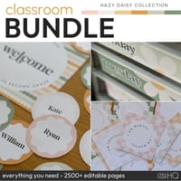 Calm Retro Daisy Editable Classroom Decor Bundle HAZY DAISY Classroom Decor