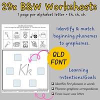 Phonemic Awareness and Phonics Beginning Sound Worksheets: Picture Sort Activity in Queensland Font - thumbnail 2 of 4