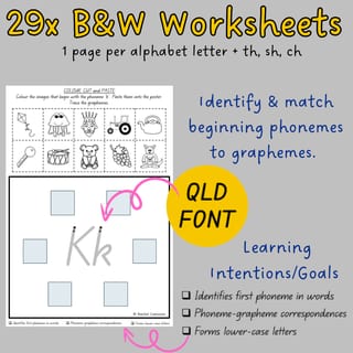 Phonemic Awareness and Phonics Beginning Sound Worksheets: Picture Sort Activity in Queensland Font - image 2 of 4