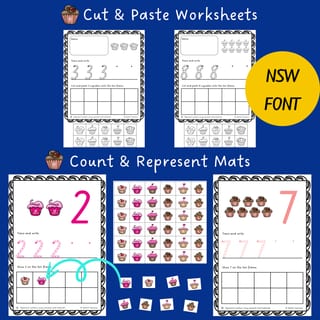 Numbers to 10: Counting Cupcakes Games & Activities in NSW Font - image 3 of 4