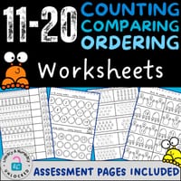 Teen Numbers Worksheets & Assessment: Counting, Comparing & Ordering Numbers 11-20 in NSW Font - thumbnail 1 of 4