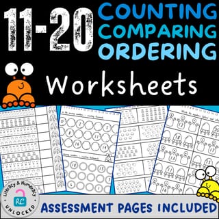 Teen Numbers Worksheets & Assessment: Counting, Comparing & Ordering Numbers 11-20 in NSW Font - image 1 of 4