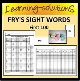 SIGHT WORDS Starter Pack - Fry's First 100 - Individual Record/Class Overview/Tags/Cards/Flash Cards - image 1 of 1