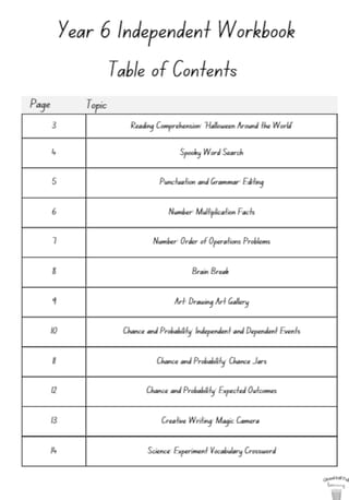 Independent Work Book Year 6 Literacy/Numeracy/Science/Art - image 2 of 8