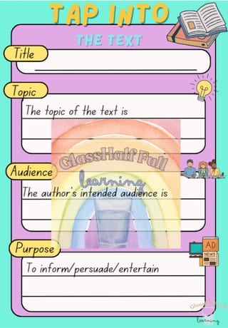 Reading Comprehension Graphic Organiser: TAP into the text - image 1 of 2