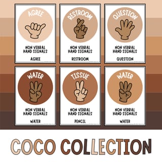 Coco Collection - Non-Verbal Hand Signals - 7 Colours - White Font - image 1 of 1