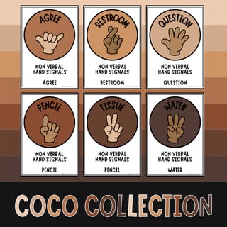 Coco Collection - Non-Verbal Hand Signals - 7 Colours - Black Font - image 1 of 1