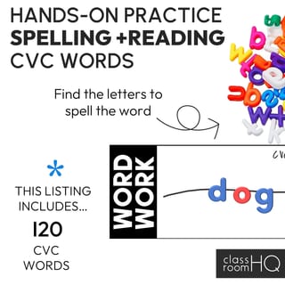 CVC Word Letter Lacing Bead Cards Hands-On Phonics Small Group Activity - image 2 of 5