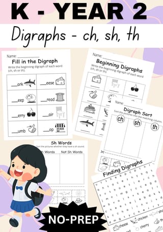 Digraph Worksheet Booklet - Ch, Sh, Th - image 1 of 6