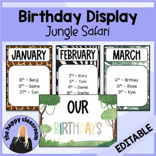 Jungle Safari Birthday Display Editable - image 1 of 2