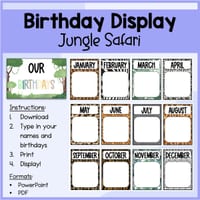 Jungle Safari Birthday Display Editable - thumbnail 2 of 2
