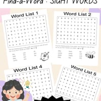 Find a Word Worksheets: Sight Words for K-2 - thumbnail 1 of 4