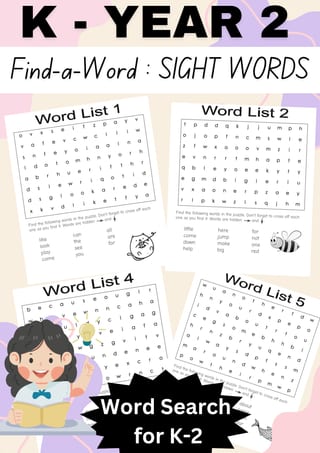 Find a Word Worksheets: Sight Words for K-2 - image 1 of 4