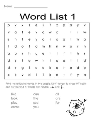 Find a Word Worksheets: Sight Words for K-2 - image 2 of 4