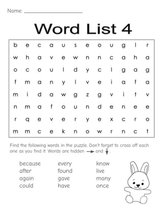 Find a Word Worksheets: Sight Words for K-2 - image 4 of 4