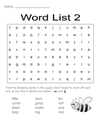 Find a Word Worksheets: Sight Words for K-2 - image 3 of 4