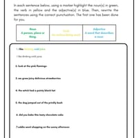 Marker Mania- Finding parts of speech grammar and punctuation activity