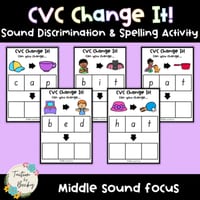 CVC Change It - Sound Discrimination Activity - Middle Sound Focus - thumbnail 1 of 4