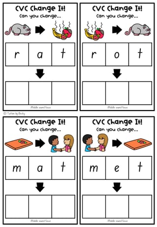 CVC Change It - Sound Discrimination Activity - Middle Sound Focus - image 2 of 4
