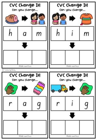 CVC Change It - Sound Discrimination Activity - Middle Sound Focus - image 3 of 4