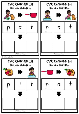 CVC Change It - Sound Discrimination Activity - Middle Sound Focus - image 4 of 4