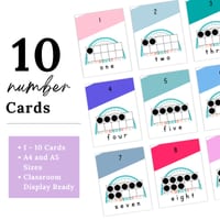 Number Cards Tens Frame rainbow printable 0-10 subitising numeral counting flash cards A4 and A5 - thumbnail 2 of 2