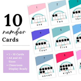 Number Cards Tens Frame rainbow printable 0-10 subitising numeral counting flash cards A4 and A5 - image 2 of 2
