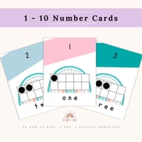 Number Cards Tens Frame rainbow printable 0-10 subitising numeral counting flash cards A4 and A5 - thumbnail 1 of 2