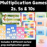 Multiplication Game Pack | No/Low Prep | 2s, 5s, & 10s
