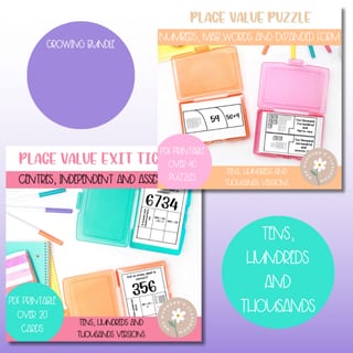 Place Value Bundle | MAB | tens, hundreds & thousands - image 3 of 4
