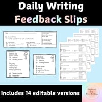 Editable Daily Writing Feedback Slips - thumbnail 1 of 4