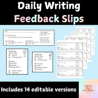 Editable Daily Writing Feedback Slips - image 1 of 4