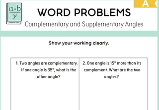 Complementary and Supplementary Angles - image 1 of 1