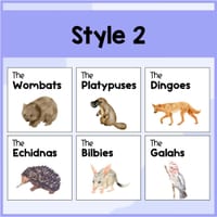 Australian Animal Theme Table Group Labels Desk Signs - thumbnail 3 of 4