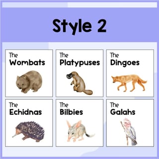 Australian Animal Theme Table Group Labels Desk Signs - image 3 of 4
